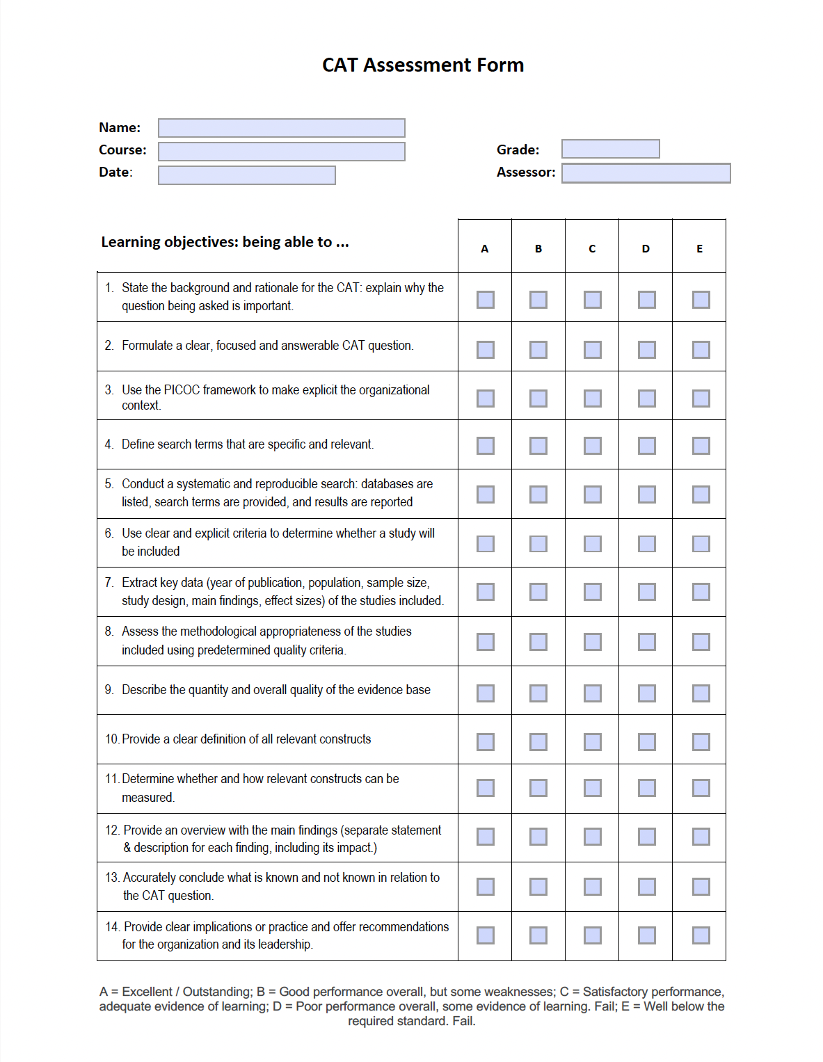 CAT Assessment Form